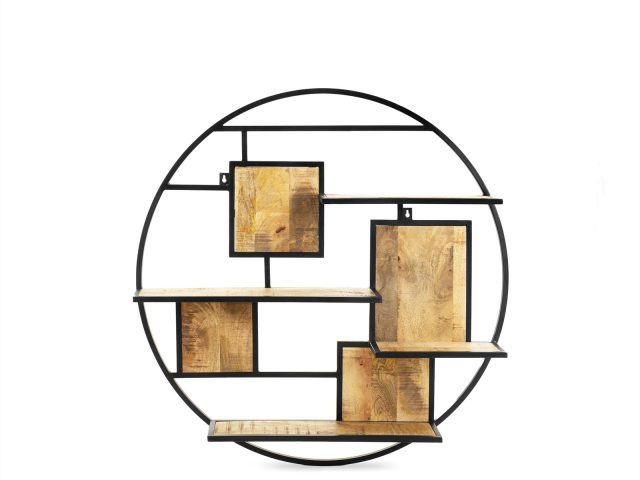 Wandrek Rond Metaal met Planken 80