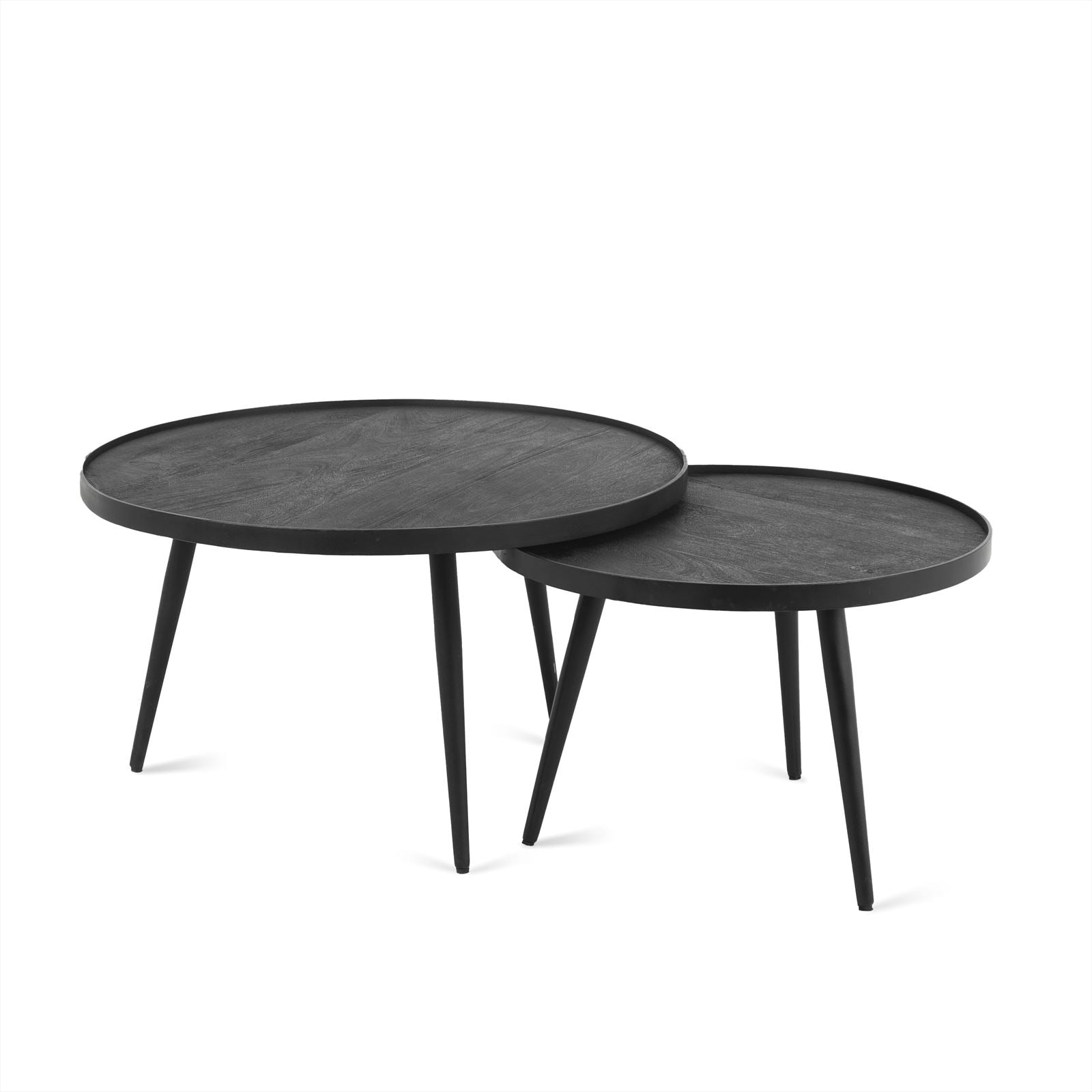 Salontafel Rond Zwart Set van 2 - Afbeelding 2