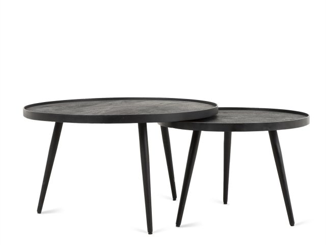 Salontafel Rond Zwart Set van 2