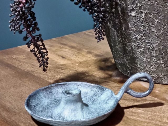 Kandelaar Blauw Patina