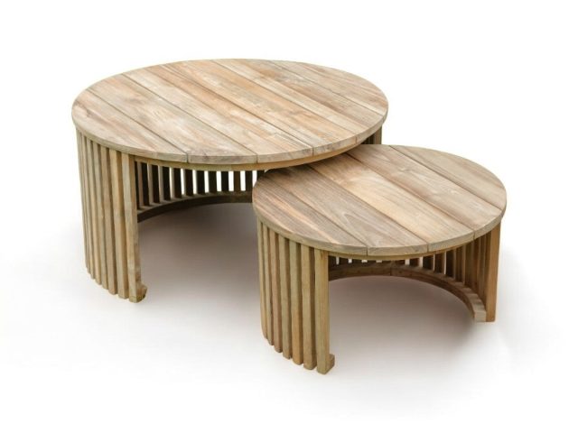 Tuin Bijzettafel Negara Teak Set Van 2