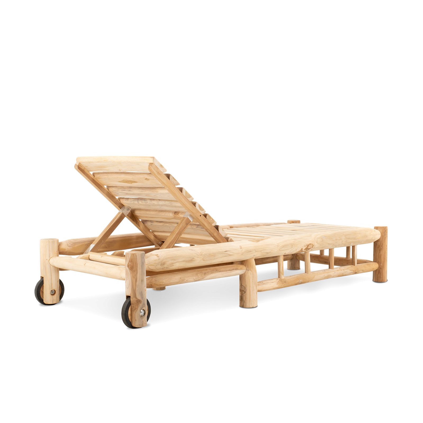 Ligstoel met Wielen Barney Teak - Afbeelding 2