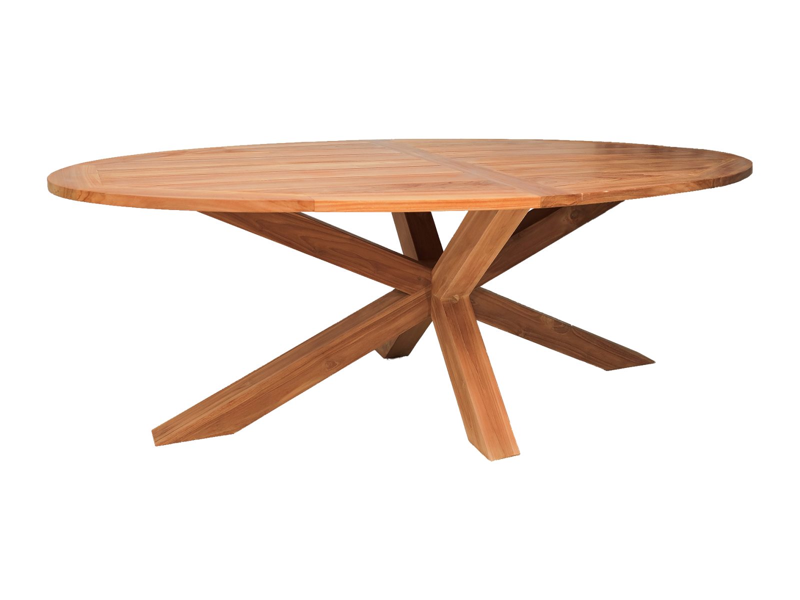 Tuintafel ovaal Teak met houten kruisonderstel 220 cm